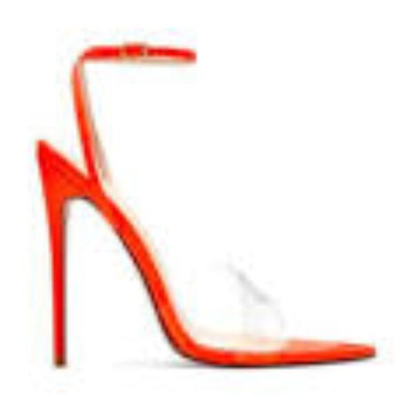 Femme LA Gia Revolve Heel Nude Patent & PVC (Tangerine) Size 39 or 8 NEW - Picture 1 of 9